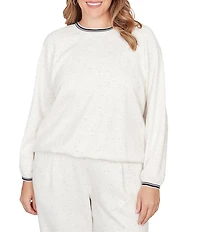 Ruby Rd. Plus Size Soft Speckled Knit Stripe Trim Top