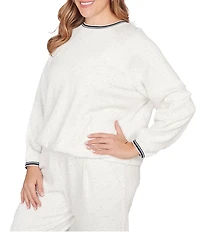 Ruby Rd. Plus Size Soft Speckled Knit Stripe Trim Top