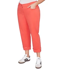 Ruby Rd. Plus Size Soft Stretch Twill Cuffed Hem Girlfriend Pants
