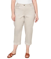 Ruby Rd. Plus Size Soft Stretch Twill Cuffed Hem Girlfriend Pants
