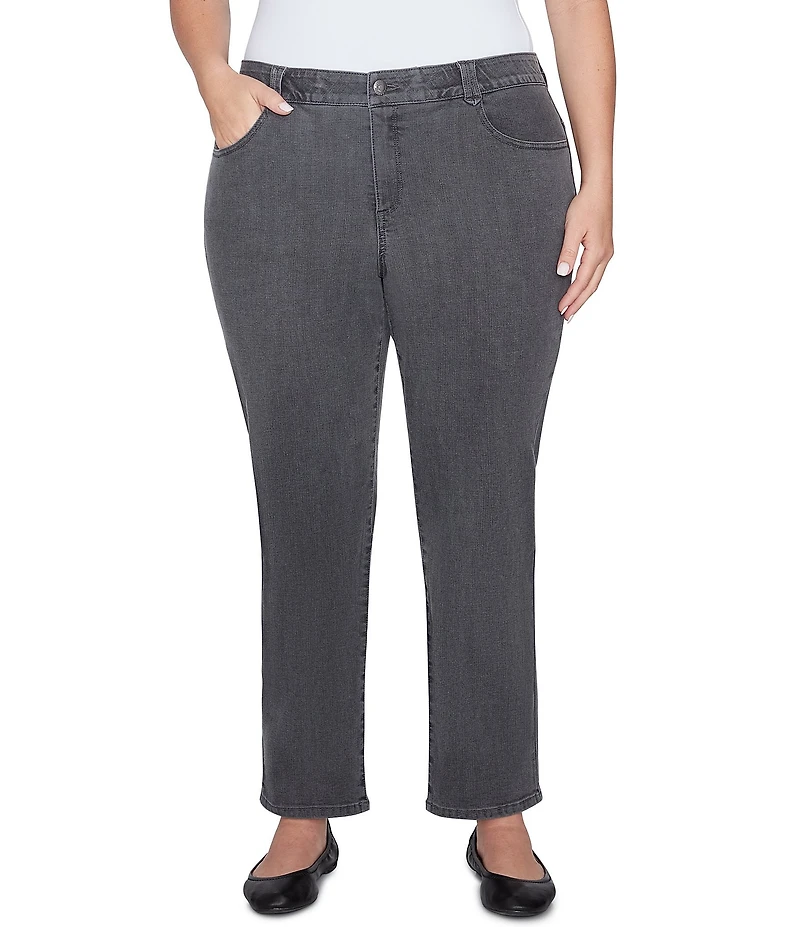 Ruby Rd. Plus Size Soft Terry Wide Leg Relaxed Ankle Denim Jeans