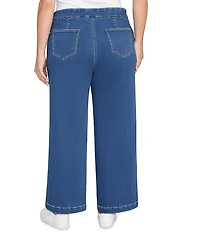 Ruby Rd. Plus Size Stretch Cotton-Blend Patch Pocket Wide Leg Pull-On Jeans