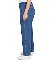 Ruby Rd. Plus Size Stretch Cotton-Blend Patch Pocket Wide Leg Pull-On Jeans