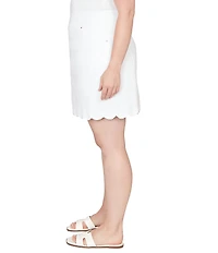 Ruby Rd. Plus Size Stretch Denim Scalloped Hem Pull-On Skort