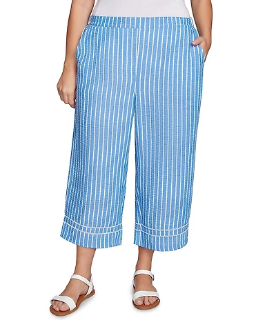 Ruby Rd. Plus Size Stripe Wide Leg Pull-On Pants