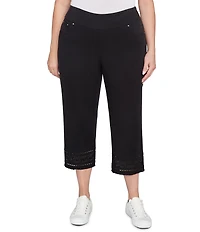 Ruby Rd. Plus Size Tencel ™ Embroidered Lotus Lace Hem Pull-On Pants