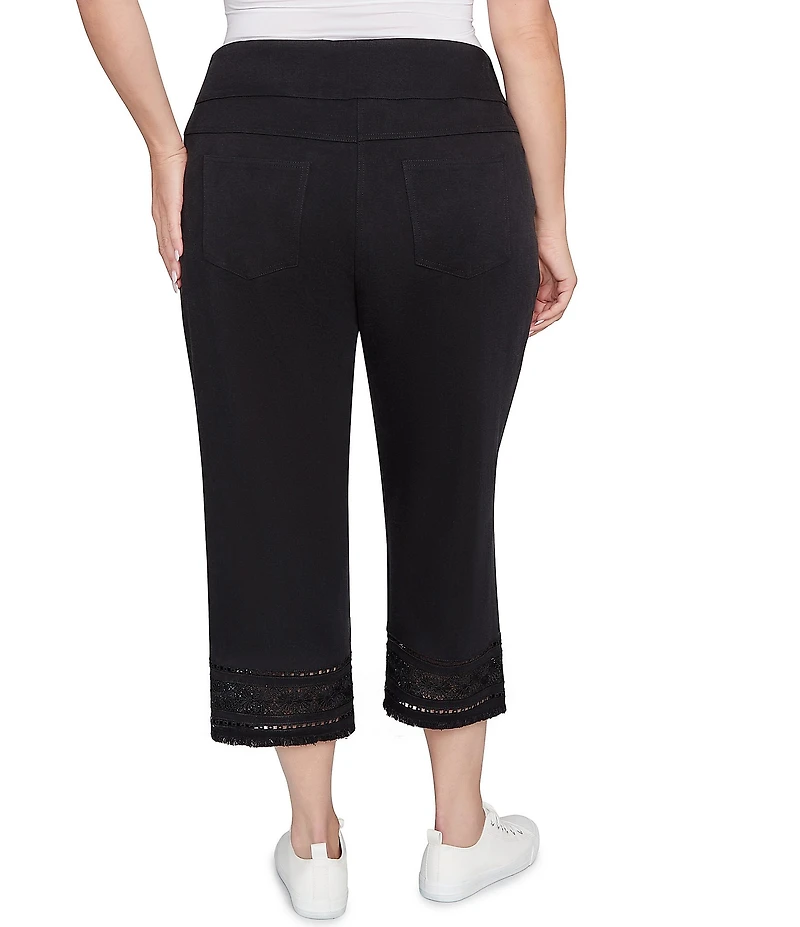 Ruby Rd. Plus Size Tencel ™ Embroidered Lotus Lace Hem Pull-On Pants