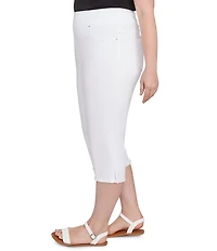 Ruby Rd. Plus Size Tencel Pull-On Fringe Side Slit Hem Capri Pants