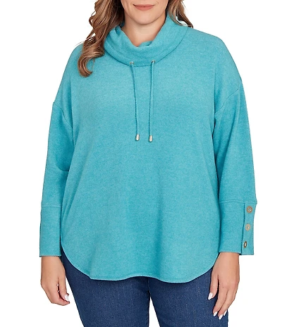 Ruby Rd. Plus Size Ultra-Soft Cowl Neck Long Sleeve Knit Sweater