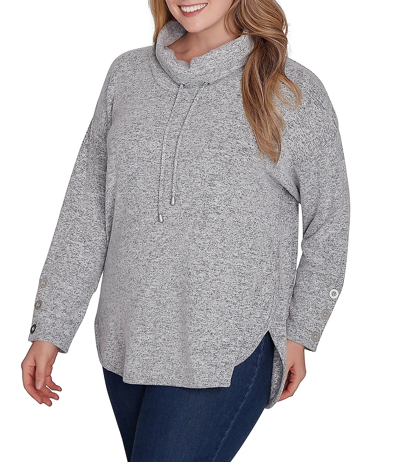 Ruby Rd. Plus Size Ultra-Soft Cowl Neck Long Sleeve Knit Sweater