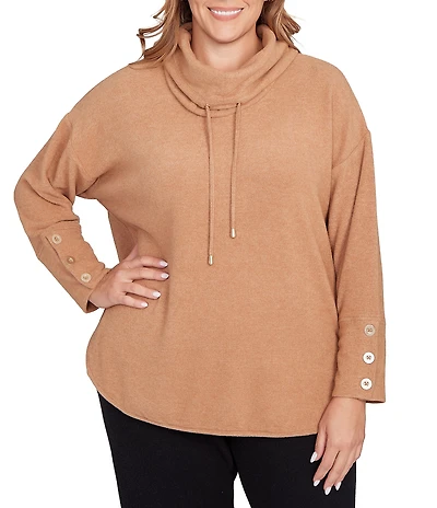 Ruby Rd. Plus Size Ultra-Soft Cowl Neck Long Sleeve Knit Sweater