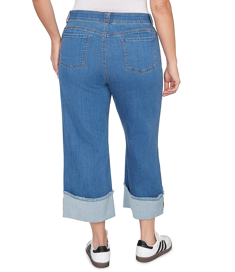 Ruby Rd. Plus Size Ultra-Soft Denim Rolled Hem Wide Leg Jeans