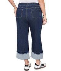 Ruby Rd. Plus Size Ultra-Soft Denim Rolled Hem Wide Leg Jeans