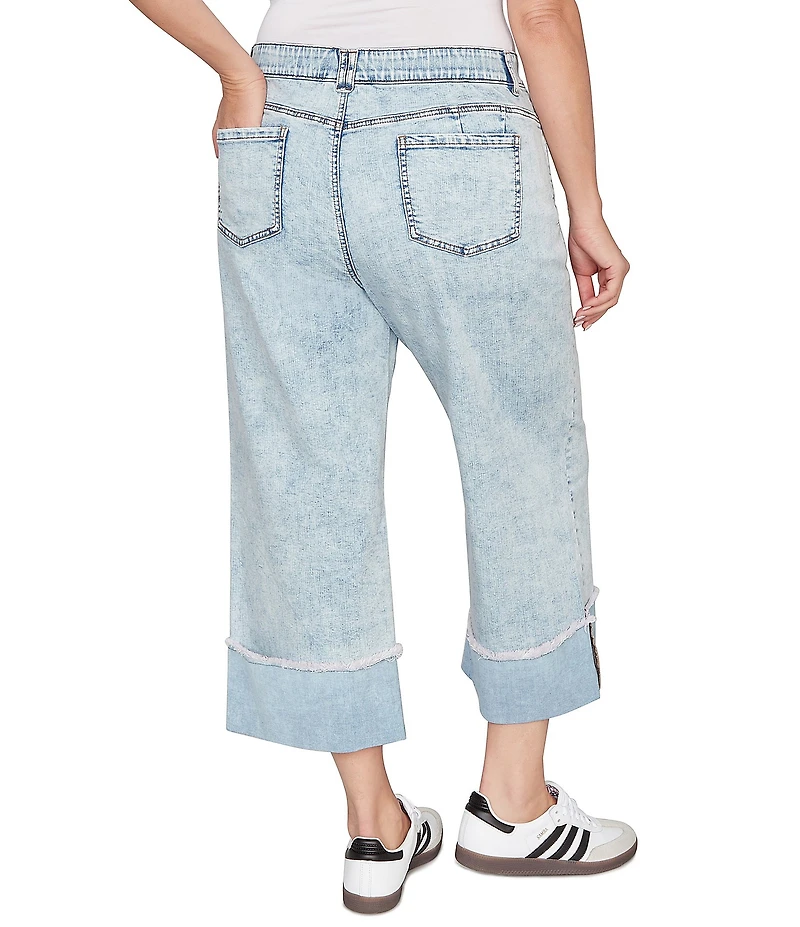 Ruby Rd. Plus Size Ultra-Soft Denim Rolled Hem Wide Leg Jeans