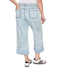 Ruby Rd. Plus Size Ultra-Soft Denim Rolled Hem Wide Leg Jeans