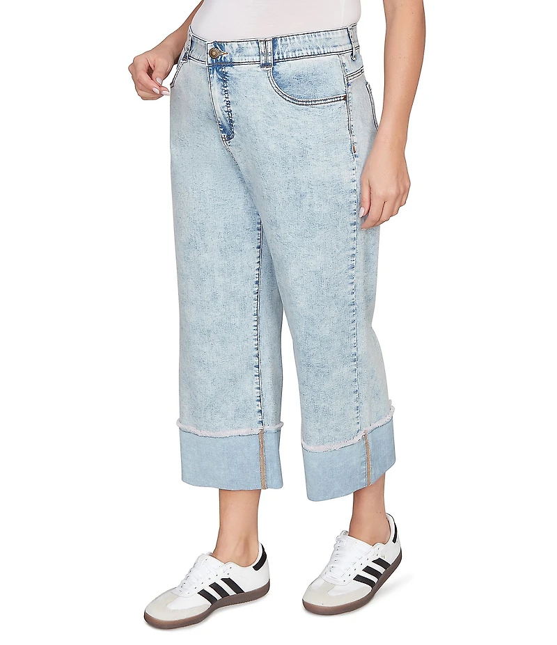 Ruby Rd. Plus Size Ultra-Soft Denim Rolled Hem Wide Leg Jeans