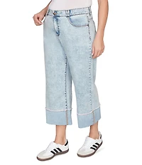 Ruby Rd. Plus Size Ultra-Soft Denim Rolled Hem Wide Leg Jeans