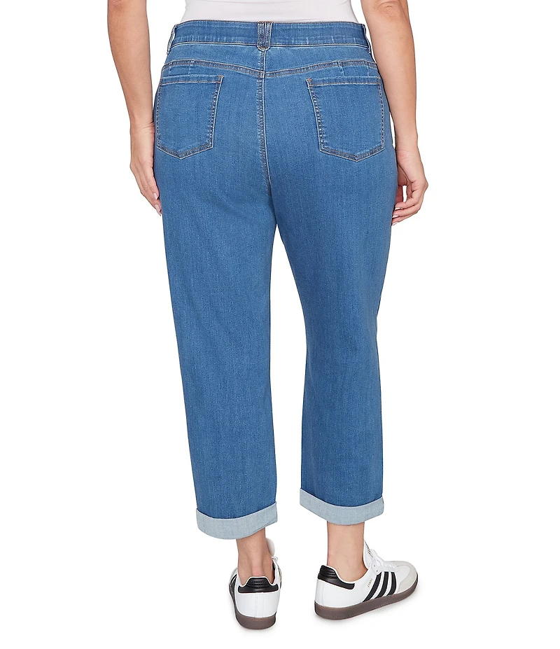 Ruby Rd. Plus Size Ultra-Soft Rolled Hem Girlfriend Jeans