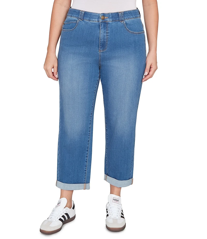 Ruby Rd. Plus Size Ultra-Soft Rolled Hem Girlfriend Jeans