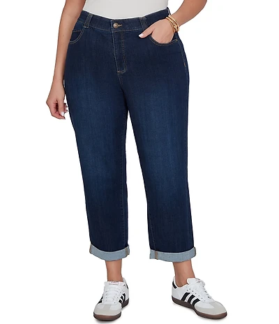 Ruby Rd. Plus Size Ultra-Soft Rolled Hem Girlfriend Jeans