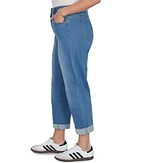 Ruby Rd. Plus Size Ultra-Soft Rolled Hem Girlfriend Jeans