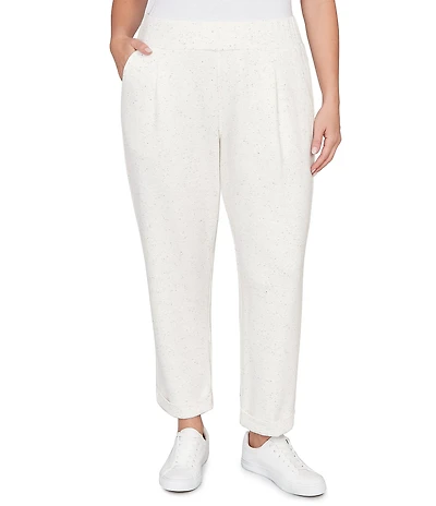 Ruby Rd. Plus Size Ultra-Soft Speckled Knit Pleated Cuffed Pull-On Pants