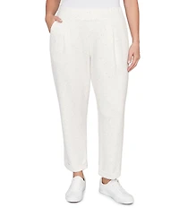 Ruby Rd. Plus Size Ultra-Soft Speckled Knit Pleated Cuffed Pull-On Pants