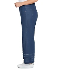 Ruby Rd. Plus Size Wide Leg Fringe Tiered Hem Pull-On Denim Ankle Jeans