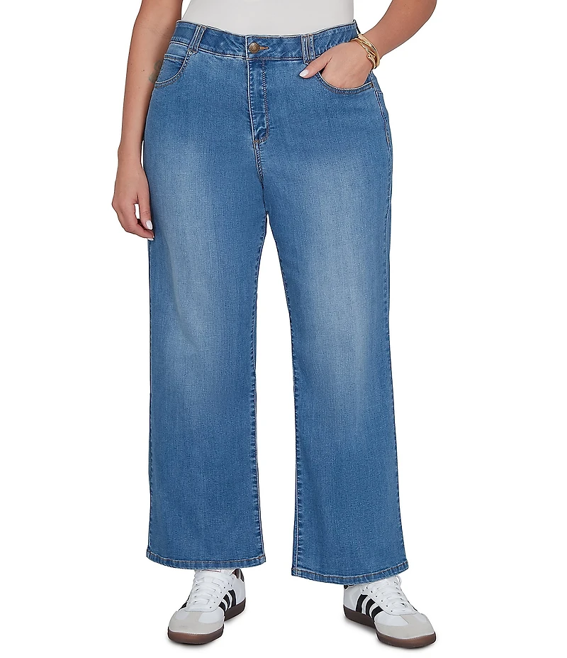 Ruby Rd. Plus Size Wide Leg Pull-On Denim Jeans