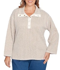 Ruby Rd. Plus Size Zig-Zag High Mock Neck Long Sleeve Knit Top