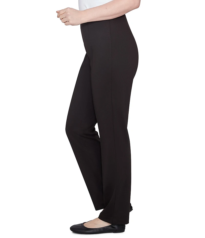 Ruby Rd. Ponte Knit Pintuck Straight Leg Pull-On Pants
