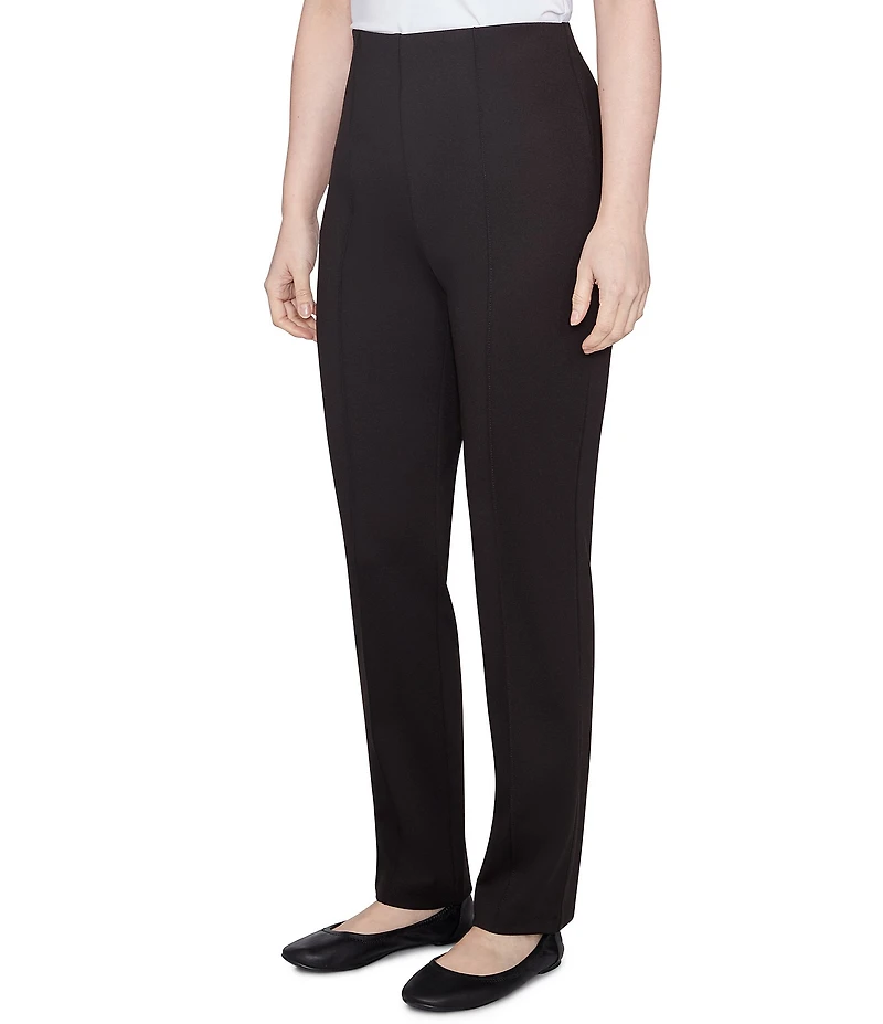 Ruby Rd. Ponte Knit Pintuck Straight Leg Pull-On Pants