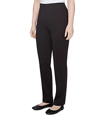 Ruby Rd. Ponte Knit Pintuck Straight Leg Pull-On Pants