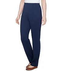 Ruby Rd. Ponte Knit Pintuck Straight Leg Pull-On Pants