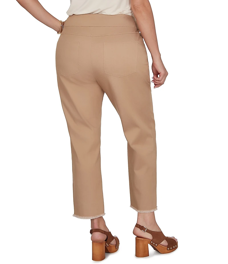 Ruby Rd. Relaxed Fringe Hem Pull-On Ankle Denim Pant