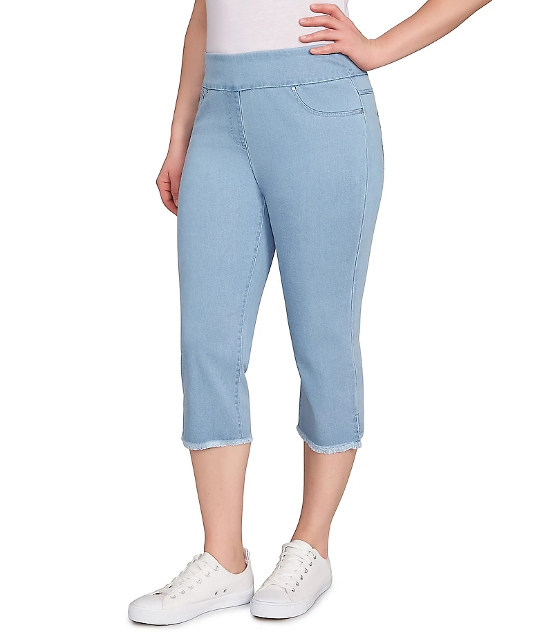 Ruby Rd. Relaxed Fringe Hem Pull-On Denim Pants