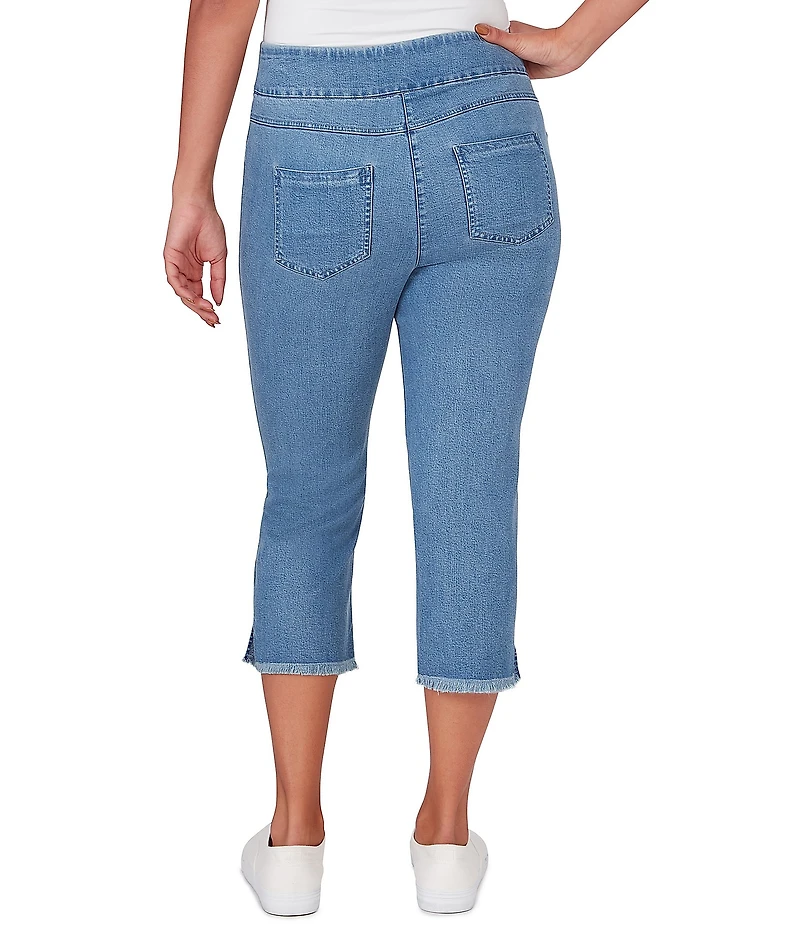 Ruby Rd. Relaxed Fringe Hem Pull-On Denim Pants