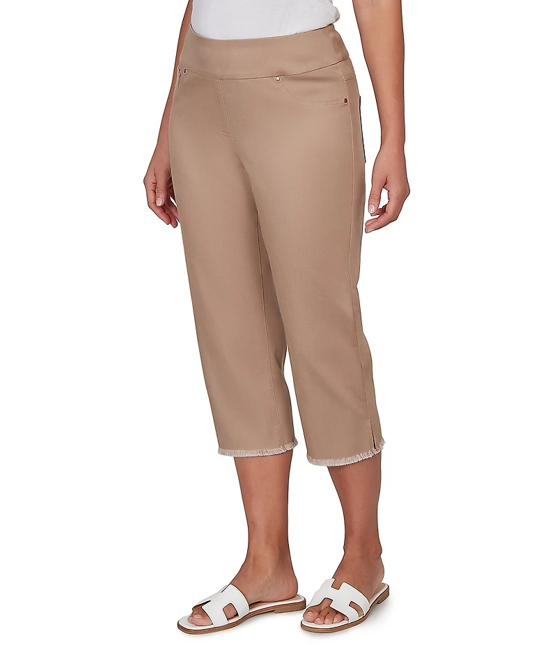 Ruby Rd. Relaxed Fringe Hem Pull-On Denim Pants