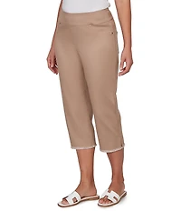 Ruby Rd. Relaxed Fringe Hem Pull-On Denim Pants