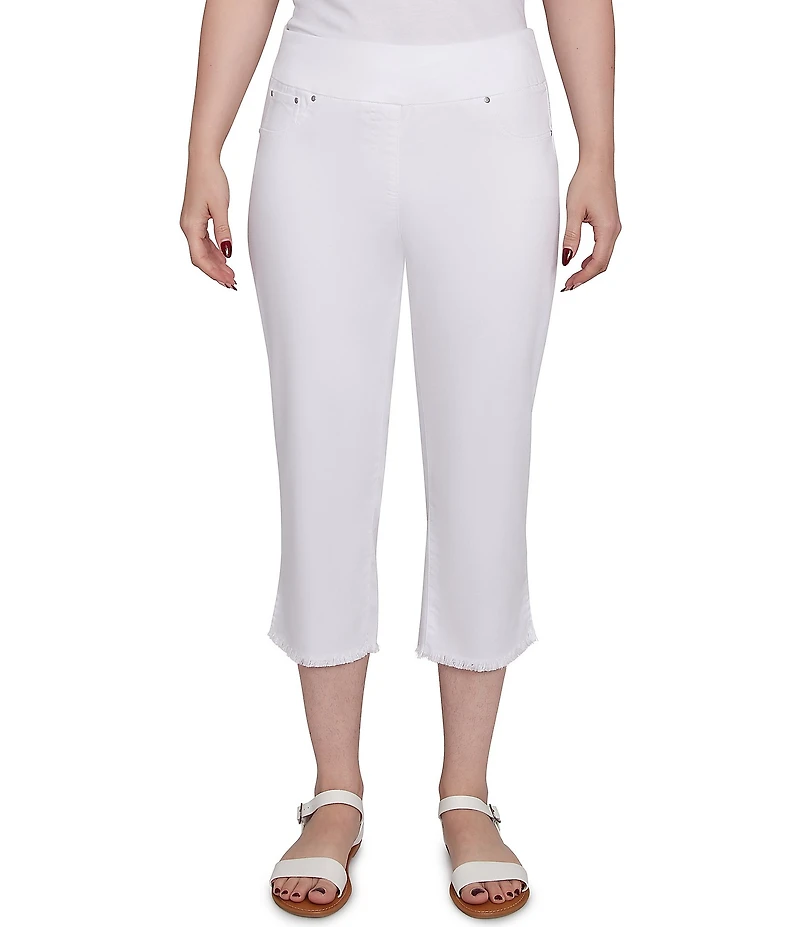 Ruby Rd. Relaxed Fringe Hem Pull-On Denim Pants