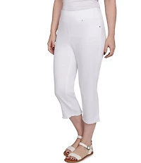 Ruby Rd. Relaxed Fringe Hem Pull-On Denim Pants