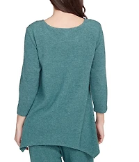 Ruby Rd. Scoop Neck 3/4 Sleeve Sharkbite Hem Knit Top