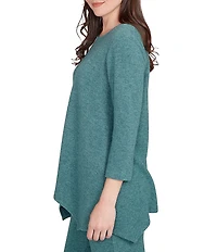 Ruby Rd. Scoop Neck 3/4 Sleeve Sharkbite Hem Knit Top