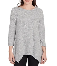 Ruby Rd. Scoop Neck 3/4 Sleeve Sharkbite Hem Knit Top