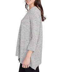 Ruby Rd. Scoop Neck 3/4 Sleeve Sharkbite Hem Knit Top