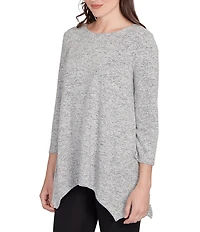 Ruby Rd. Scoop Neck 3/4 Sleeve Sharkbite Hem Knit Top