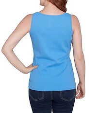 Ruby Rd. Scoop Neck Sleeveless Cotton Rib Knit Tank
