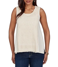 Ruby Rd. Scoop Neck Sleeveless Crochet Lace Coordinating Knit Tank