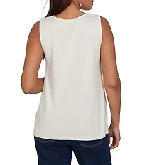 Ruby Rd. Scoop Neck Sleeveless Crochet Lace Coordinating Knit Tank