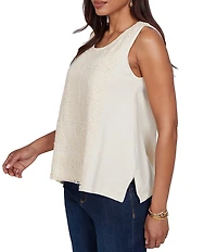 Ruby Rd. Scoop Neck Sleeveless Crochet Lace Coordinating Knit Tank